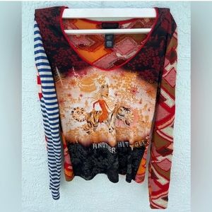 🇺🇸Sale Vintage Custo Barcelona Another White Tiger Top Long-sleeved Size 1 XS